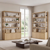 71" Tall Bookshelf with Storage, 4 Tier Bookcase with Cabinets, Oak