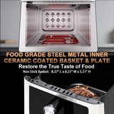 Stainless Steel Air Fryer Ceramic 12 in 1, Dual-Blazes in Steel Housing, 6QT 2-3 Servings Visible 8.27" Basket (Silver)