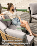Oasbira Luxury Patio Furniture Set for 5 People, 4-Piece Curved Patio Conversation Sets with Woven Rope & Modular Coffee Table, Half Moon Outdoor Furnitrue Set for Deck, Garden, Gray