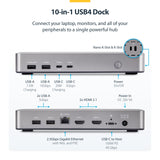 StarTech.com USB-C Docking Station (10-in-1, USB4), Up to 100W Charging for Laptop, 40Gbps Data Transfer