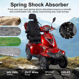 Heavy Duty 4 Wheel Mobility Scooters for Seniors, 1000W Powerful Motor Electric Mobility Scooter, 60V 20Ah All Terrain Mobility Scooters for Travel with Safety Belt/Charger/Basket/Rearview Mirror