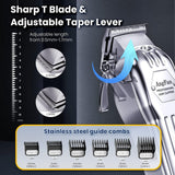 AngFan Professional Hair Clippers for Men - Cordless Clippers & Trimmers Set with LCD Display, 7200RPM High-Speed Motor, 5H Runtime, Wall-Mountable Barber Tools for Home Use & Professional Barbers