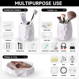 Ceramic Bathroom Accessories Set 4 PCS,Bathroom Toothbrush Holder Set,Soap and Toothbrush Holder Set,Include Toothbrush Holder,Soap Dispenser,Tumbler,Soap Dish,Bathroom Sets Decor Organizer (White)