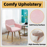 Furry Desk Chair, Comfy Armchair with Faux Fur for Teen Girls, Pink, 2PCS