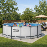 Bestway Steel Pro MAX 15' x 48" Above Ground Pool, Round Metal Frame Outdoor Swimming Pool Set with Filter Pump, Ladder, and Cover, Gray