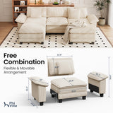 PHI VILLA Modular Sofa 5-Seat U Shaped Cloud Couch Sectional with Ottoman