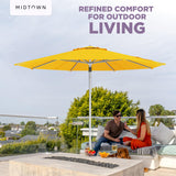 Midtown Umbrellas Push & Pop 10 Ft Patio Umbrellas with Push & Pop Mechanism, 8 Fiberglass Ribs & Sunbrella Fabric – Outdoor Umbrella for Deck, Pool, Cafés and Hotels – Yellow Canopy, Silver Pole