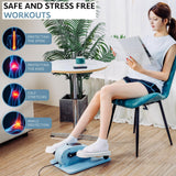 Under Desk Elliptical Exercise Machine, Electric Leg Exerciser with 12 Speeds, Forward & Reverse Modes,Quiet Compact Seated Pedal Stepper Machine (Blue)