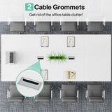 Tribesigns 8FT Conference Table, 94.49 L x 47.24 W x 29.53 H Inches Large Meeting Podcast Table for 10 People, Business Style Wooden Training Table with Strong Metal Frame for Office Conference