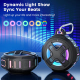 Upgraded, IP67 Waterproof Bluetooth Speaker, Silicone Case,10W Pro Sound&Deep Bass,24H Playtime, with Lights,Clip,Floating,for Shower,Beach essentials, Kayak Paddle Board Boat Lake Camping accessories