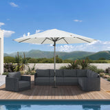 PURPLE LEAF Commercial Market Table Umbrella 13 FT Semi Auto Lift, White