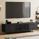 NessCarsti 70.87" Mid Century Modern Black TV Stand for 60/65/70/ Inch TVs