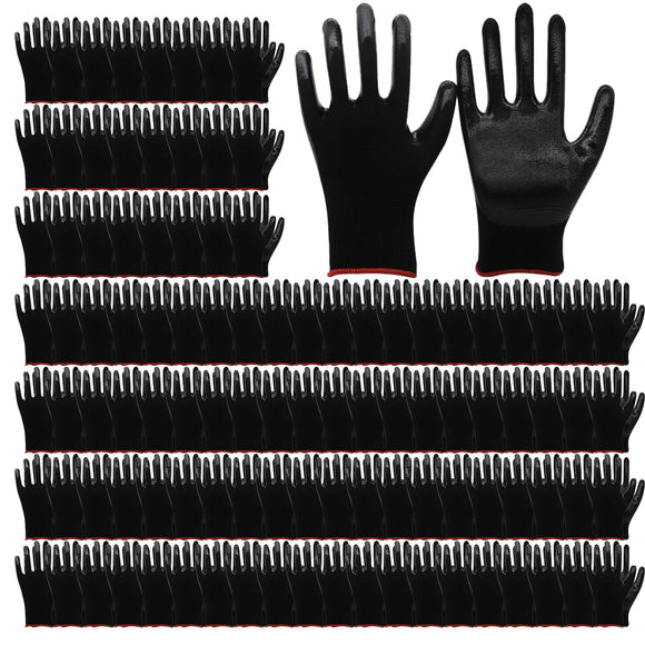 72 Pairs Gardening Work Gloves Bulk Rubber Coated Glove for Men Women Large Gardening Gloves Black Construction Gloves