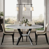 42"-58" Round Extendable Dining Table for 4-6, Kitchen Oval Table with Hidden Leaves & Storage Shelf, Space Saving Modern Design with Sturdy Metal Legs for Kitchen, Dining Room & Small Apartments