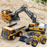 BLQCSLH Excavator Set，rc Dump Truck Command The Site Conquer The Dir，2.4Ghz Remote Control Construction Vehicle Set Children's Toys，Alloy Material Simulate True Scale (4-piece Set)