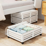 Wisuce Bamboo Under Bed Storage Containers- Underbed Organizer with Wheels with Dust Bag,Sturdy Wood Rolling Under the Bed Shoe Storage Organizer Drawers (White, 2 Pack (23.62"×16.54"))