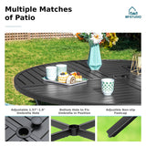 MFSTUDIO 5 Piece Outdoor Dining Set w/Round Metal Table & Sling Chairs