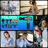 TOLOCO Massage Gun, Deep Tissue Back Massage for Athletes for Pain Relief, Percussion Massager with 10 Massages Heads & Silent Brushless Motor, Valentines Day Gifts for Him Her, Carbon