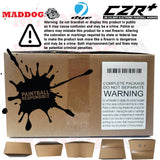 Maddog DYE CZR+ Full Auto Electronic Paintball Gun Marker Elite Starter Package | Thermal Anti-Fog Paintball Mask, HPA Tank, Empire Halo Too Loader, Neck Protector, Pro Paintball Harness & Pods - Red