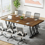 70.86-Inch Rectangle Meeting Seminar Table with Unique Curved Metal Support for Home Office (Without Chair