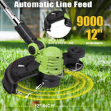 Cordless Weed Wacker Electric Weed Eater 12" 20V String Trimmer Battery Operated with 8 Pcs Spool Trimmer Lines