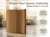 Portable Folding Paper Room Dividers - Easy Setup Privacy Partitions for Dorms, Offices, Studios & Exhibits - Stylish Cactus Brown Design, Folds Flat for Easy Storage