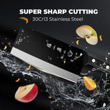 ZHANG XIAO QUAN Chinese Meat Cleaver 7.3”, Sharp Chinese Vegetable Cleaver Made of High Carbon Stainless Steel, Chopper Knife for Meat Vegetable Fish and Poultry