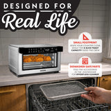 Gourmia Toaster Oven Digital Air Fryer - Convection Mode with 4 Slice Capacity, 3 Rack Positions, 12 Presets, Toast, Bagel, Bake, Roast, Broil, Dehydrate, Popcorn, Fits 9" Pizza, Stainless Steel