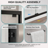 KPUY Glass Shower Door, 61-66" W x 76" H Semi-Frameless Double Sliding Shower Door, 1/4" (6mm) Thick Tempered Clear Glass with Explosion-Proof Film Nano Coating, Matte Black