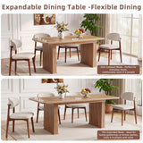 LEYAOYAO Extendable Dining Table for 4-6,63"–79" with Fluted Base(Brown)
