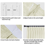 Macochico 150”Wx96”L Pinch Pleated Sliding Door Curtains with Hooks and Tieback, Natural Linen Drapes for Patio Doors Living Room Bedroom Home Office Divider with Tieback, Yellowish, 1 Panel