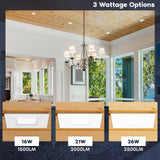 LUXRITE 5 Inch LED Recessed Light, Regressed Mini Panel Spotlight, 5CCT 2700K-5000K, 16/21/26 Watts, 1500/2000/2500 Lumens, Dual Dimmable (TRIAC & 0–10V), 100° Beam, Wet Rated, ETL, Square (12 Pack)