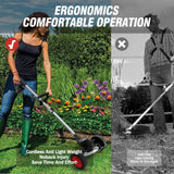 ALSO GO 21V Electric Weed Eater with Wheels,Cordless Battery Weed Wacker with Charger, 3 in 1 Brush Cutter/String