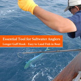 Wamlet Telescopic Fishing Gaff with Stainless Sea Fishing Spear Hook Tackle, Nonslip Rubber Handle Aluminium Alloy Pole for Saltwater Offshore Ice Tool (CURVEDHOOK)