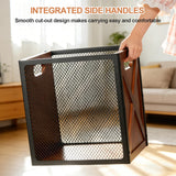 4.5 Gallon Office Trash Can, Wood Small Waste Basket with Iron Mesh, Decorative Garbage Can for Home Office, Kitchen, Bedroom, Living Room Bathroom