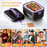 Zapone 2X1.2L Electric Heated Lunch Box, Upgared 100W 5D Surround Heat Tech 6x4000mAh Battery Powered with Dual Insulated Bag, Portable Food Warmer Automatic Heating 220°F Max BPA Free for Men Purple