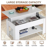 BIQWBIC Modern Coffee Table, White, Lift Top, Wooden, Storage Shelf, 28x28x24 inches