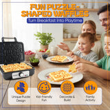 Puzzle Waffle Maker by StarBlue – Fun Playful Puzzle-Shaped Waffles | Includes Squeeze Bottle for Easy Filling | Non-Stick & Cool-Touch Design | Great