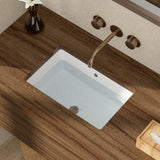 Couoko Undermout Bathroom Sink 21" x 13" Bathroom Vanity Sinks Undermount Rectangle White Ceramic Vanity Vessel Sinks with Overflow