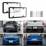 Uliche 2 Pack Universal Transparent Car License Plate Cover & Frames Combo Clear colorless License Plate Protector with Screws & Caps, Rust-Proof, Unbreakable for Most US Standard Cars