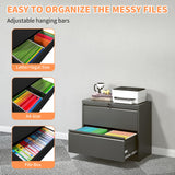 2 Drawer Lateral File Cabinet with Lock, Black Metal Filing Cabinet for Home Office, Lockable Steel File Cabinet for Legal/Letter/A4/F4 Size, Heavy Duty 220 lbs Capacity, Quiet Ball Bearing Slides
