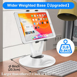 DeskLogics 360 Rotating Tablet Stand for POS Kiosk & Desk, Foldable iPad Holder with Phone Organizer Base, Swivel Counter Mount for Retail & Office, Fits iPad Pro 12.9, Air, Mini, All 4-13” Devices