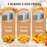 BIEAMA Commercial French Fry Cutter, Potato Cutter with 1/4", 3/8", 1/2" Stainless Steel Blades, French Fries Cutter for Carrots