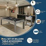7 FT Pool Table, Complete Set with 2 Cues, 16 Balls, 2 Chalks, Triangle, Brush, Adult Game Billiard Table for Home Game Room Party, Professional Black Cloth, Rustic Grey Finish, 84 L x 46 W x 32 H
