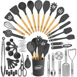 Kaluns 50 PCS Silicone Kitchen Utensils Set Complete Kitchen Set - 800°F Heat Resistant Non-Stick Premium Cooking Utensils, Silicone Spatula Set