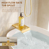 HomGoo Gold Shower System with Tub Spout, All Metal Tub Shower Faucet Set with 10“ Rain Shower Head and Handheld Spray combo, Wall Mounted Tub Shower System with valve and Trim kit,Brushed Gold
