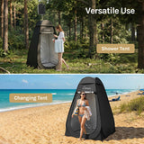 Wolfwise Pop Up Shower Tent with Floor, Portable Instant Changing Tent with Ventilation Window & Carry Bag, Privacy Bathroom Toilet for Beach, Camping & Outdoor, Width 47 ", Height 75 ", Black