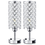 Hong-in Crystal Lamp Touch Control Set of 2, Sliver Crystal Table Lamps with USB C+A Ports & AC Outlet, 3-Way Dimmable Nightstand Touch Lamp, Modern Bedside Table Lamp for Bedroom(Bulbs Included)