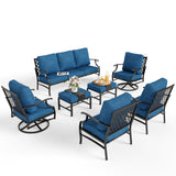 MIXPATIO 7-Piece Patio Conversation Set, Swivel Chairs, 2 Ottomans