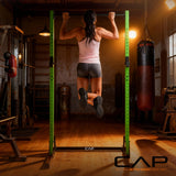 CAP Barbell Power Rack with Pull Up Bar & Attachments - Squat Rack & Strength Training Power Cage for Home Gym - Green